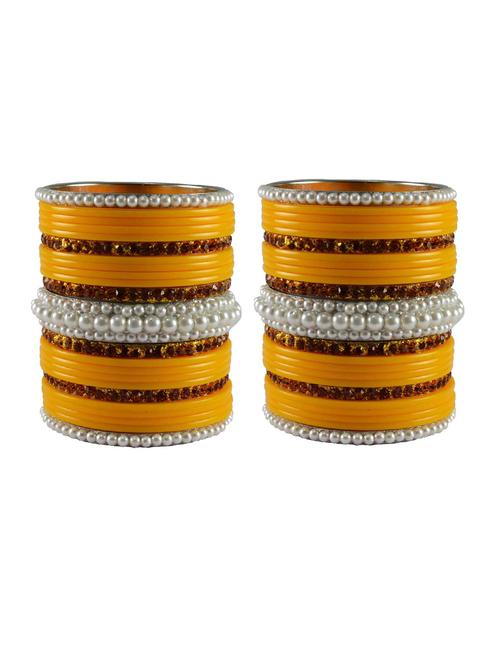 yellow stone acrylic-brass bangle with extra large size - 18769719 - Very Small Image - 1