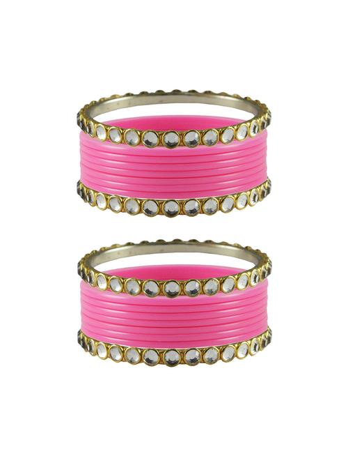 pink stone acrylic-brass bangle with extra large size - 18770408 - Very Small Image - 1
