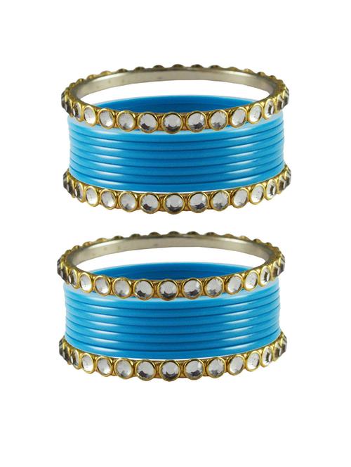 firozi stone acrylic-brass bangle with extra large size - 18770414 - Very Small Image - 1