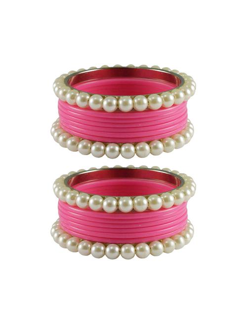 pink moti acrylic-brass bangle - 18770440 - Very Small Image - 1