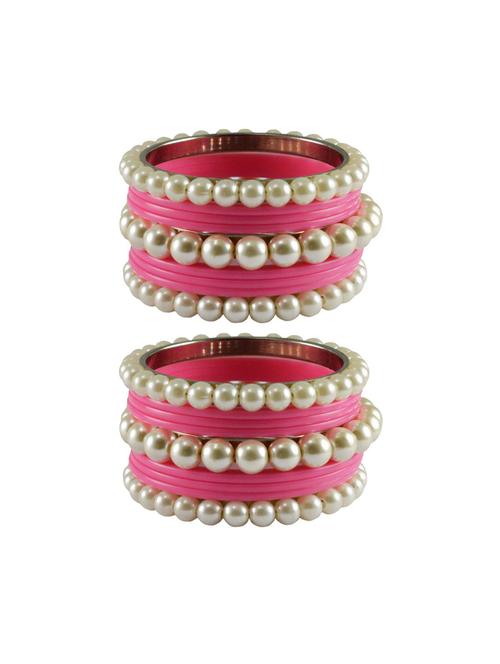 pink moti acrylic-brass bangle - 18770441 - Very Small Image - 1