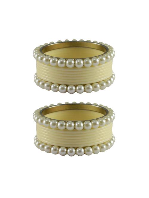 white moti acrylic-brass bangle - 18770449 - Very Small Image - 1