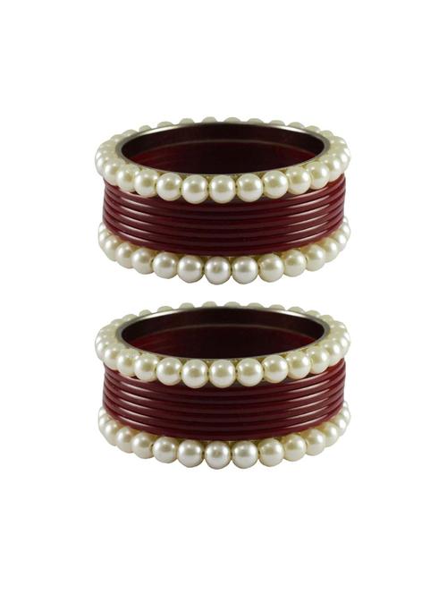 maroon moti acrylic-brass bangle - 18770452 - Very Small Image - 1
