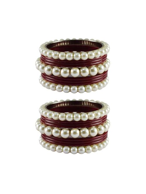 maroon moti acrylic-brass bangle - 18770453 - Very Small Image - 1