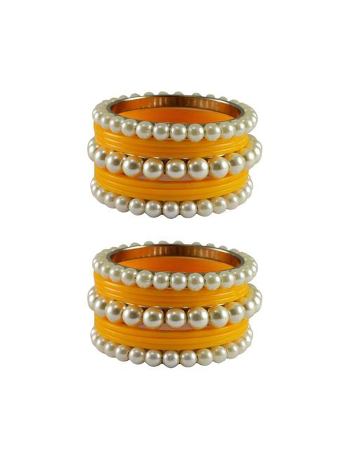 yellow moti acrylic-brass bangle - 18770468 - Very Small Image - 1