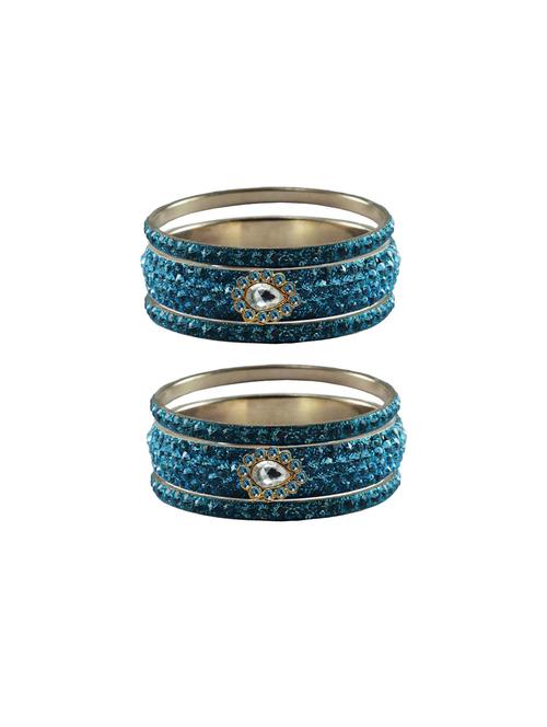 firozi stone stud brass bangle with extra large size - 18770612 - Very Small Image - 1