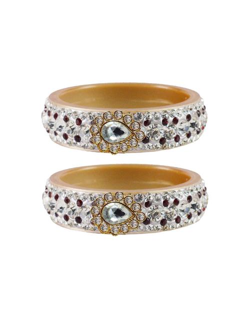 cream stone stud acrylic-brass bangle with extra large size - 18770721 - Very Small Image - 1