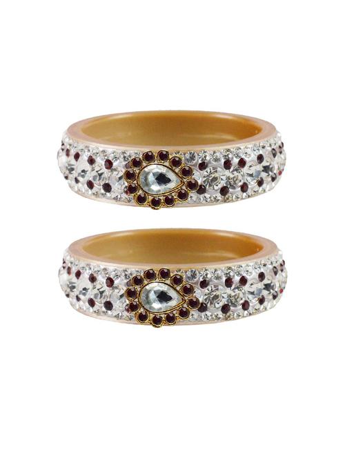 cream stone stud acrylic-brass bangle with extra large size - 18770730 - Very Small Image - 1