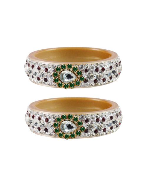 cream stone stud acrylic-brass bangle with extra large size - 18770731 - Very Small Image - 1