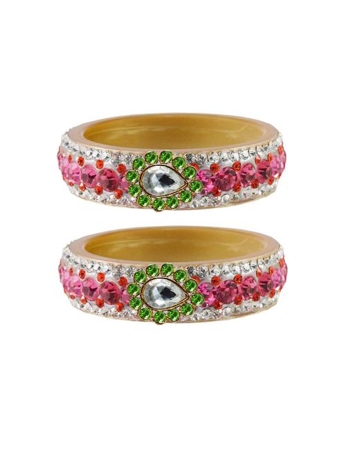 stone studded acrylic brass bangle with extra large size - 18770761 - Very Small Image - 1
