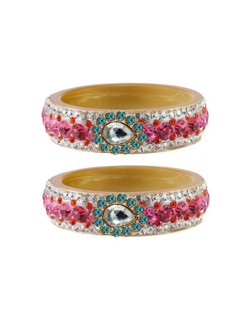 stone studded acrylic brass bangle with extra large size - 18770766 - Very Small Image - 1