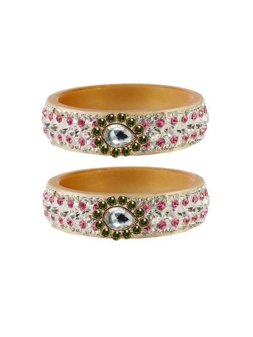 stone studded acrylic brass bangle with extra large size - 18770786 - Very Small Image - 1