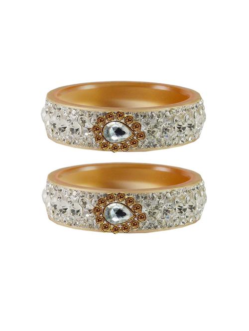 stone studded acrylic brass bangle with extra large size - 18770802 - Very Small Image - 1