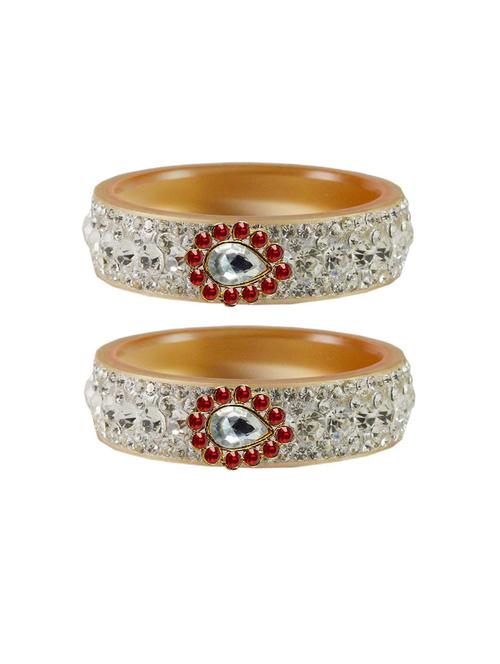 stone studded acrylic brass bangle with extra large size - 18770808 - Very Small Image - 1
