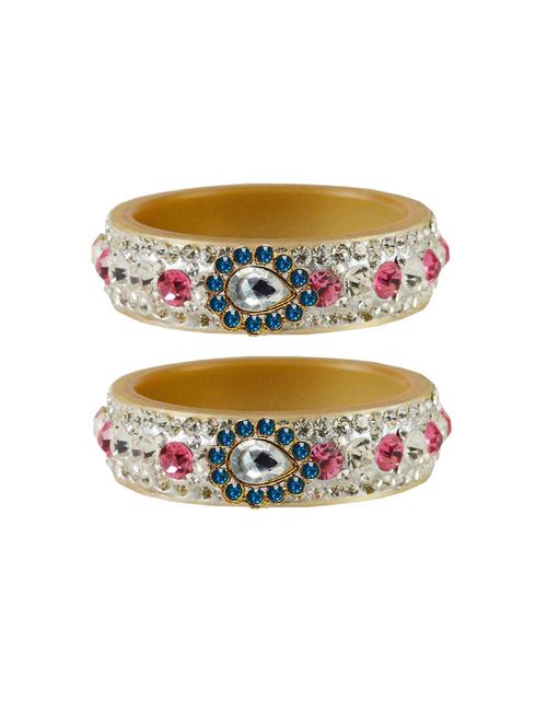 stone studded acrylic brass bangle with extra large size - 18770814 - Very Small Image - 1