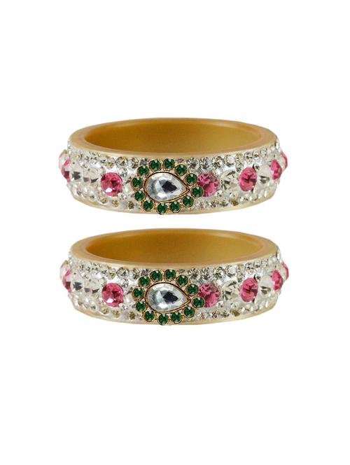 stone studded acrylic brass bangle with extra large size - 18770823 - Very Small Image - 1