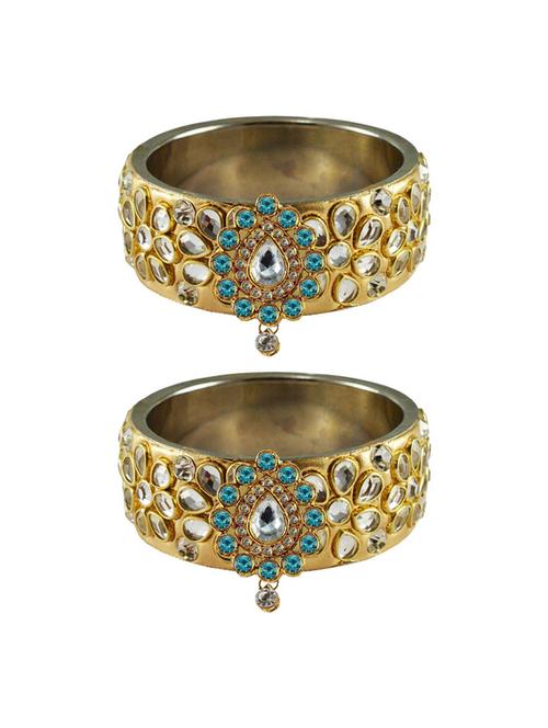 multi colored stone studded brass bangle - 18771019 - Very Small Image - 1