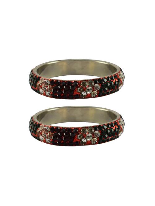 red color stone stud brass bangle with extra large size - 18771072 - Very Small Image - 1