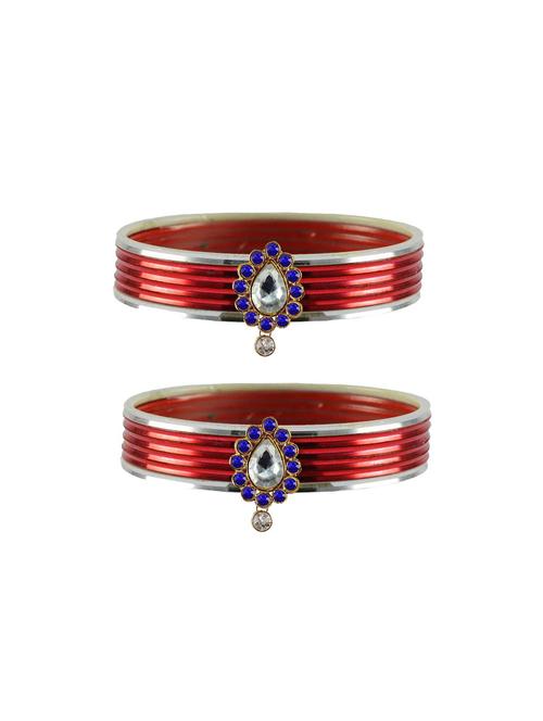 red color stone stud metal bangle with extra large size - 18771088 - Very Small Image - 1