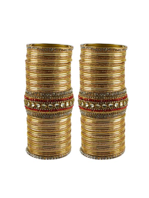golden stone stud brass bangle set - 18771209 - Very Small Image - 1