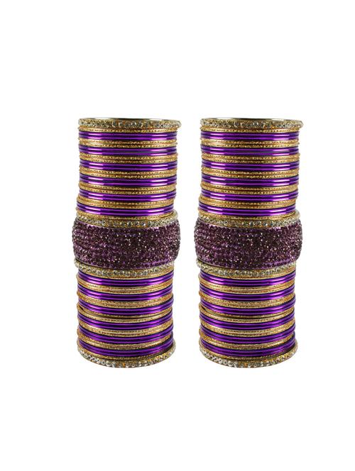 purple stone stud brass bangle set - 18771210 - Very Small Image - 1