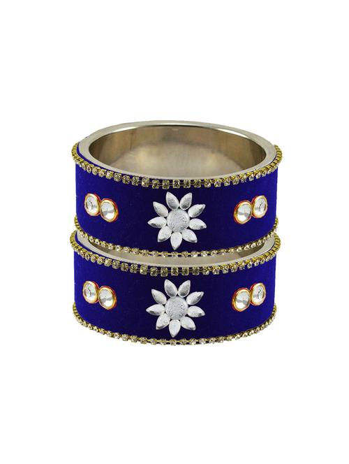 blue coloured stone stud metal bangle - 18771430 - Very Small Image - 1