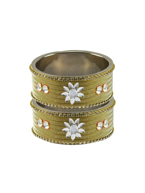 golden coloured stone stud metal bangle - 18771435 - Very Small Image - 1