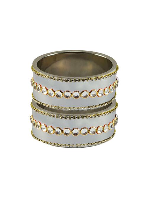 white coloured stone stud metal bangle - 18771450 - Very Small Image - 1