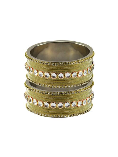 golden coloured stone stud metal bangle - 18771451 - Very Small Image - 1
