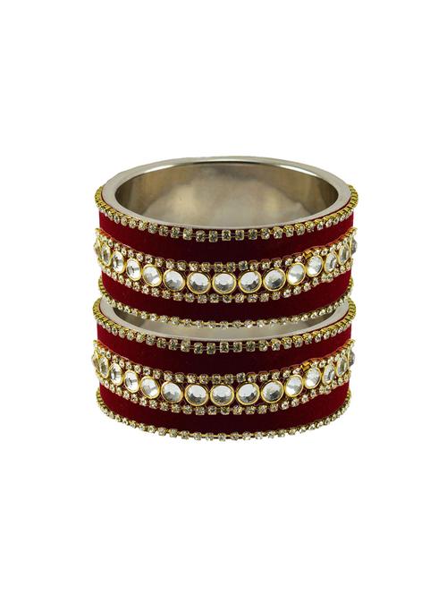 maroon coloured stone stud metal bangle - 18771460 - Very Small Image - 1