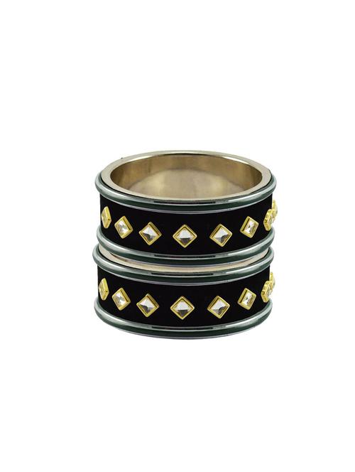 black stone stud brass bangle - 18773006 - Very Small Image - 1