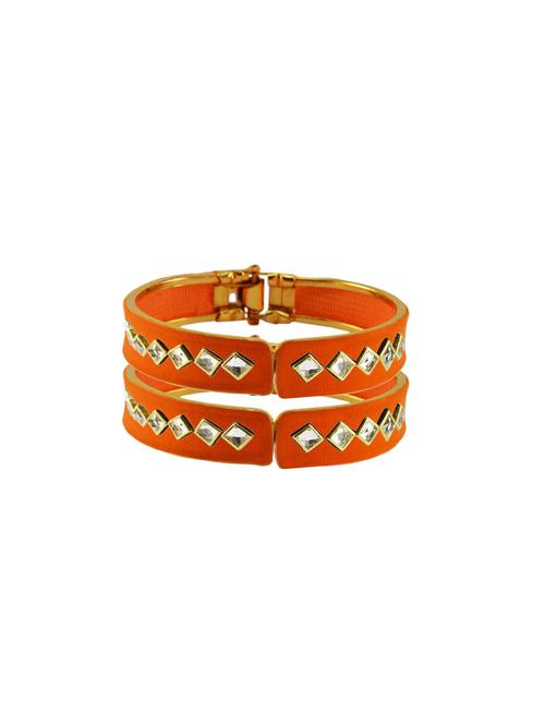 orange stone stud brass bangle - 18773022 - Very Small Image - 1