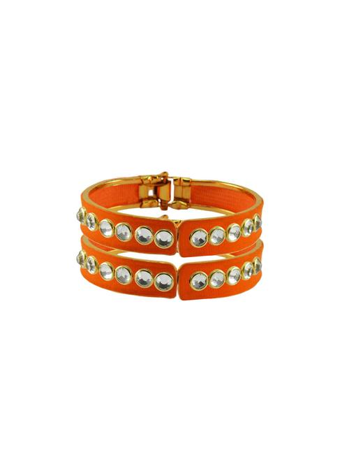 orange stone stud brass bangle - 18773038 - Very Small Image - 1