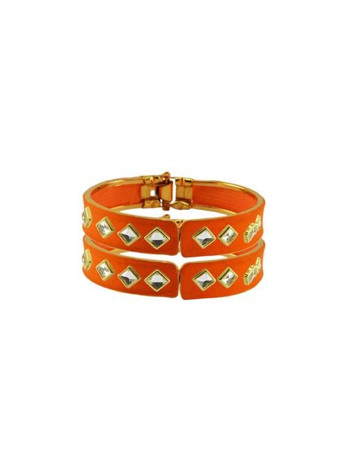 orange stone stud brass bangle - 18773054 - Very Small Image - 1