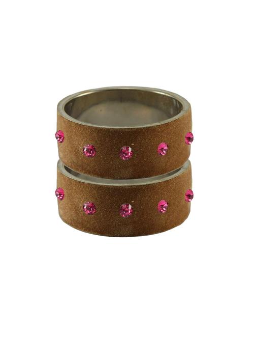 brown coloured stone stud brass bangle - 18774732 - Very Small Image - 1