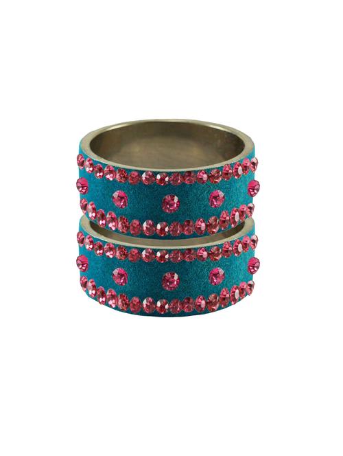 firozi coloured stone stud brass bangle - 18774774 - Very Small Image - 1