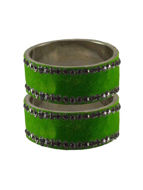 green stone stud brass bangle set - 18775456 - Very Small Image - 1