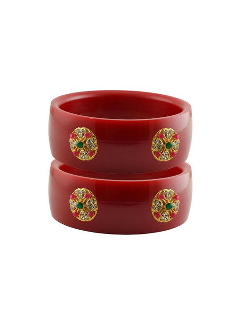 red coloured stone stud acrylic lac bangle with extra large size - 18779953 - Very Small Image - 1