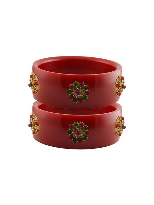 red coloured stone stud acrylic lac bangle with extra large size - 18779963 - Very Small Image - 1