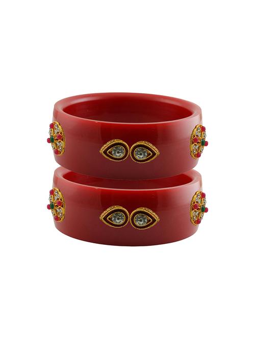 red coloured stone stud acrylic lac bangle with extra large size - 18779976 - Very Small Image - 1