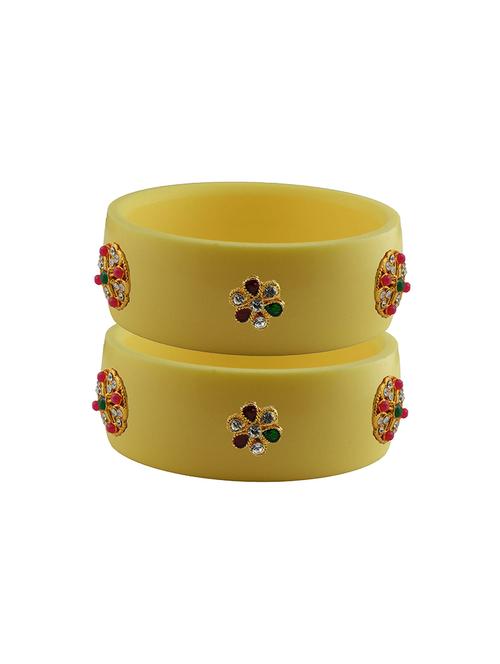 yellow stone stud acrylic lac bangle with extra large size - 18779982 - Very Small Image - 1