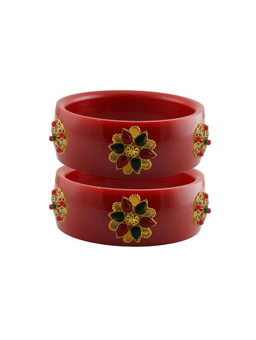 red coloured stone stud acrylic lac bangle with extra large size - 18779983 - Very Small Image - 1