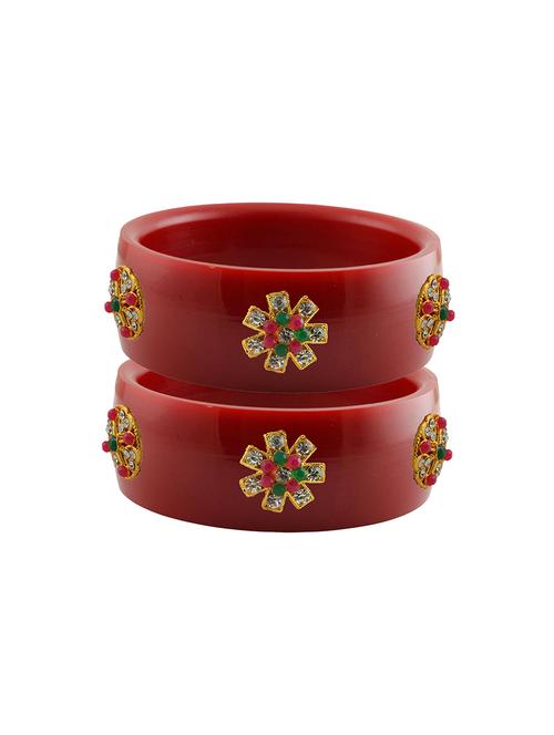 red coloured stone stud acrylic bangle with very extra large size - 18779990 - Very Small Image - 1