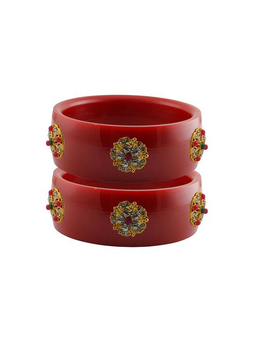 red coloured stone stud acrylic bangle with very extra large size - 18779992 - Very Small Image - 1