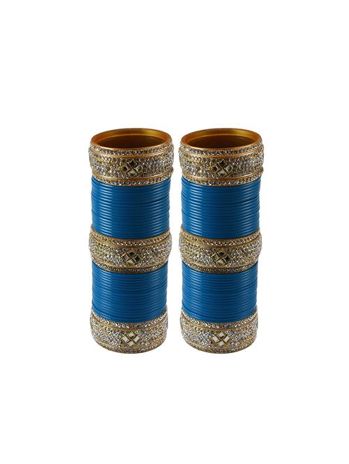 firozi coloured stone stud acrylic bangle with extra large size - 18780016 - Very Small Image - 1