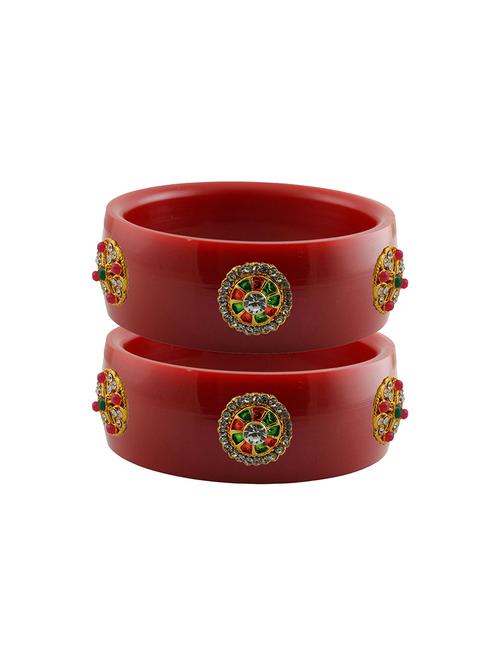 red coloured stone stud acrylic bangle with very extra large size - 18780021 - Very Small Image - 1