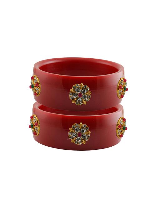 red coloured stone stud acrylic bangle with very extra large size - 18780026 - Very Small Image - 1