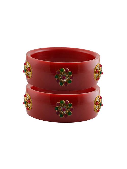 red coloured stone stud acrylic bangle with very extra large size - 18780034 - Very Small Image - 1