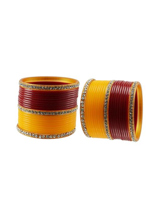 red orange stone stud acrylic bangle with extra large size - 18780123 - Very Small Image - 1
