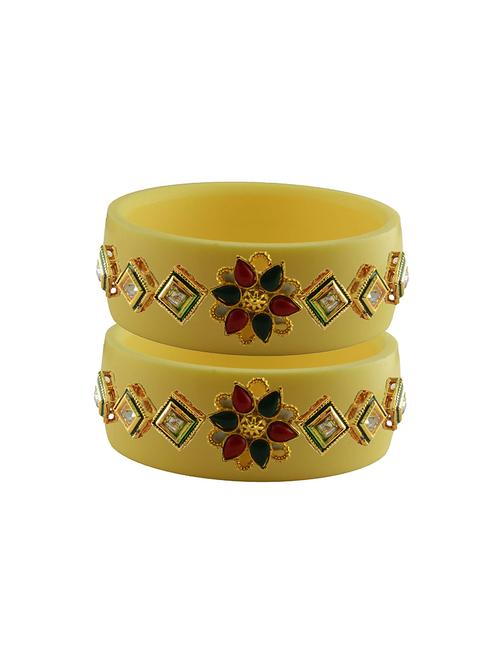 yellow stone stud acrylic bangle with very extra large size - 18780130 - Very Small Image - 1